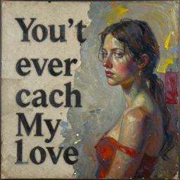 you won't ever catch my love detailed and highly reliefed analogue collage of grain paper and thick oil paint with canvas texture in style of conteporary art, photorealistic, surrealism, expressionism, masterpiece, balanced composition, chaotic colors, grim atmosphere, spectacular quality, trending on artstation, intricate oil details