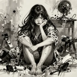 a messy a woman called bambi in the style of laszlo moholy - nagy and noriyoshi ohrai, trending on artstation, highly detailed, digital art