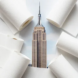 empire state building surrounded in paper towel