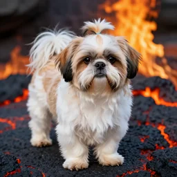 Demon Shih Tzu, Professional Photograph, Fire, Lava