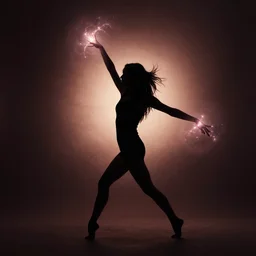 lindsey Stirling as a silhouette dancing with magic