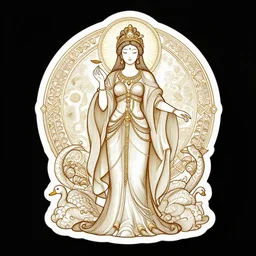 a sticker illustration of a duck goddess, highly detailed, elegant, intricate