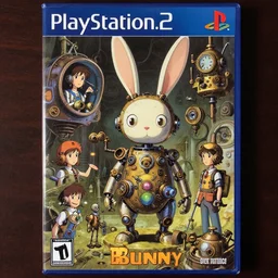 film still Mechancial Bunny, a steampunk anime about scientists creating a mechanical bunny, art by Dice Tsutsumi, Makoto Shinkai, Studio Ghibli, playstation 2 printed game poster cover, cover art, poster, poster!!!