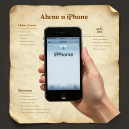 an old, worn parchment depicting detailed instructions of how to use an iphone, artstation
