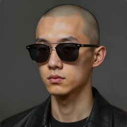 bald chinese boy with sunglasses cinematic concept art painting hyper detailed
