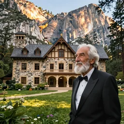 old man and his beautiful stone mansion in Yosemite by Emmanuel Lubezki