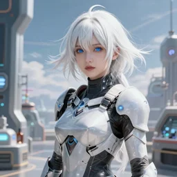 perfect white haired girl, warframe armor, beautiful, dreamy, half asian, pretty face, blue eyes, detailed, windy weather, scifi platform, laboratory, experiment, 4 k, ultra realistic, epic lighting, cinematic, high detail, masterpiece, art by akihito tsukushi, akihiko yoshida, voidstar