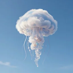 a cloud in the sky is shaped as a jelly fish, 8 k, photorealistic, hd, realistic