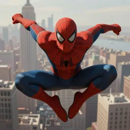 matte painting character portrait of spider man swinging through the air above new york doing an action pose, digital illustration, concept art, digital painting, illustration, amazing value control, 8 k, realistic colors, muted colors, dramatic lighting, ultra detailed, minimal artifacts, unreal engine 5, cinematic camera, symmetrical face details, realistic face details, realistic eyes, octane render