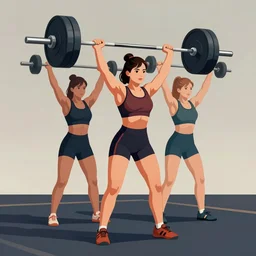 girls weightlifting dumbell, very coherent, 1 9 4 0 s propaganda poster art, two tone, muted colors