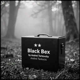 black box by Andrei Tarkovsky, mist, forest, lomography effect, photo, monochrome, photo blurring, 35mm