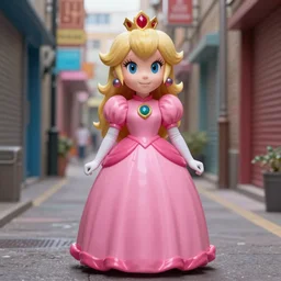 princess peach, hyperrealistic full figure, bladerunner street alley, art of elysium by frank frazetta and by jeremy mann and by alphonse mucha, fantasy art, photo realistic, dynamic lighting, artstation, full figure poster, volumetric lighting, very detailed face, 4 k, award winning