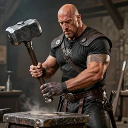 triple h as blacksmith, medieval, creating his hammer!!! - n 9