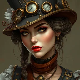 beautiful portrait of a steampunk woman, digital art