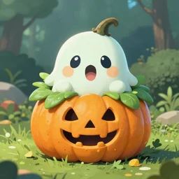 BioPunk Pumpkaboo grass ghost pumpkin pokemon chunky little fella  portrait  by Tristan Eaton_Stanley Artgerm and Tom Bagshaw,