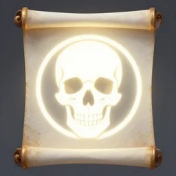 divine skull symbol glowing in white yellow light spell scroll art by artgerm and greg rutkowski and Craig Mullins, James Jean, Andrey Ryabovichev, Mark Simonetti and Peter Morbacher 16k
