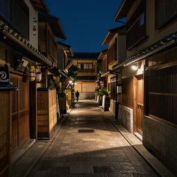 view of an alley in japan at night