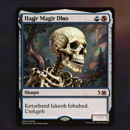 , skeleton magic the gathering card, sharp lines, digital, artstation, profile picture, colored in