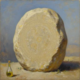 “oracle of delphi and the omphalos stone, oil painting”
