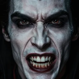 dracula, extremely scary, spooky, terrifying, crisp, photo realism, realistic, clear, two eyes, one nose, super sharp teeth, 4 k resolution, 8 k resolution
