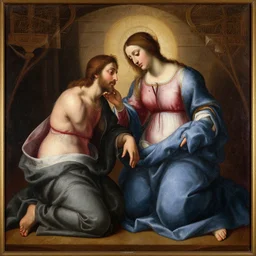 1 8 th oil panting of a jesus making love with maria maddalena