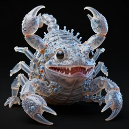 high resolution wrapped translucent complex morphed amphibia face, displacement map scorpion extreme morphing bacteria molecules merged head scales, zbrush normal map morphed gills, flowing merged fins, morphing bodies strong strongest muscles merged with muscular body