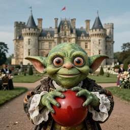 Gollum's face at the ball, picture neoclassicism, romanticism, castle, ball