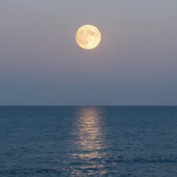 refection of full moon is seen over the ocean