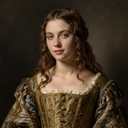 portrait of beautiful young woman in renaissance dress, art by paolo roversi