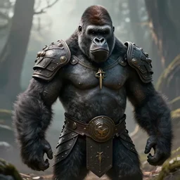 a gorilla in armor, fantasy art, detailed, realistic, cinematic