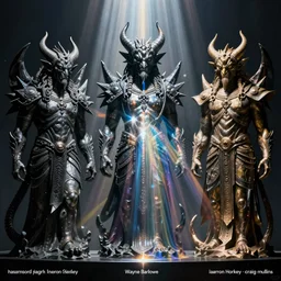 demons and gods. reflection and dispersion materials. rays and dispersion of light. volumetric light. f / 3 2. noise film photo. flash photography. ultra realistic, 5 0 mm. poster by wayne barlowe, hajime sorayama aaron horkey, craig mullins