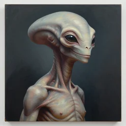 portrait of nonhuman extraterrestrial lifeform, three quarter view, friendly, intelligent, dramatic lighting, painted by andreas rocha