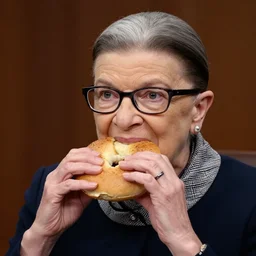 hd photo of ruth bader ginsburg eating an everything bagel?