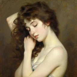 refined portrait of anime girl graceful, eyes closed, painting by gaston bussiere, craig mullins, j. c. leyendecker