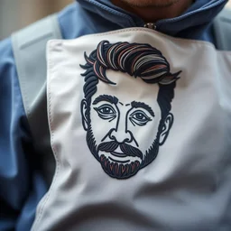 post malone's face embroidered on a postal worker's mail bag