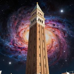 the one and only large majestic rectangular upright tower, highly detailed cosmic background, a dash of magic, vibrant color palette, trending on artstation, digital art, by salvador dali