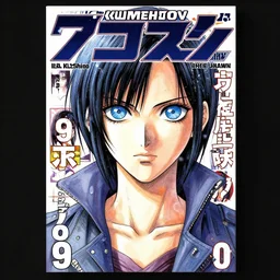 professionally drawn 9 0 s seinen mature cyberpunk horror detective action manga comic cover, full color, beautifully drawn coherent professional, drawn by ilya kuvshinov, ilya kuvshinov, and hiromu arakawa and tsutomu nihei. japanese script on the cover. stern woman in foreground with wide beautiful blue eyes. award - winning manga by satoshi kon.