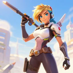 beautiful digital artwork of tracer from the game overwatch