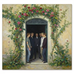 a portal with vines and roses on the outside by kilian eng, chris foss, rodney matthews, robert mccall, jacek yerka and vladimir kush, oil on canvas