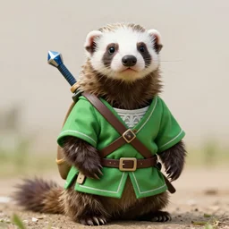 A ferret dressed up as Link from Legend of Zelda