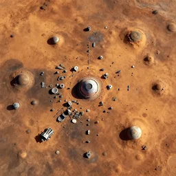 a colony on mars from a bird's eye view, deviant art,