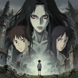 a film still portrait of a beautiful terrifying immense pale humanoid giant looms over a tiny human., finely detailed features, closeup at the faces, perfect art, at an ancient city, gapmoe yandere grimdark, trending on pixiv fanbox, painted by greg rutkowski makoto shinkai takashi takeuchi studio ghibli, akihiko yoshida, 4 k