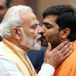 narendra modi kissing rahul gandhi, closeup, india, detailed, photography alexey kurylev, cinematic