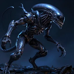 a highly detailed matte painting of a protoss zealot fighting a xenomorph, high contrast, blue and black color scheme, art by artgerm and greg rutkowski and alphonse mucha, volumetric lighting, octane render, 4 k resolution, trending on artstation, masterpiece