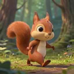 squirrel as nendoroid walking in the woods in the croods movie style, anime, disney, pixar, 8 k, hd, dof, kodak film, volumetric lighting, subsurface scattering, photorealistic, octane render, details