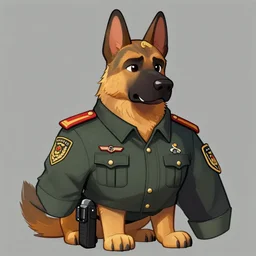 furaffinity expressive stylized master furry artist digital line art painting portrait character study of the anthro male anthropomorphic german shepard fursona animal person officer wearing clothes military general uniform