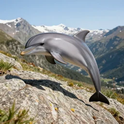 dolphin with legs on a mountain hike