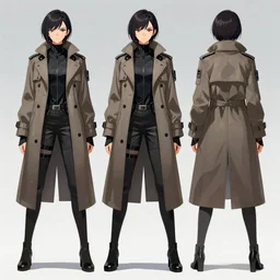 full body cyberpunk detective wearing trench coat female character concepts by senior concept artist, in the anime film, featured on artstation