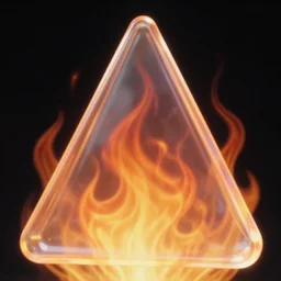 closeup translucent fire triangle shield defending fiery creature behind it, black background, eyvind earle, studio ghibli painting, cinematic lighting, volumetric lighting, smooth, sharp focus, highly detailed, render in unreal engine 5, artstation, deviantart, behance, trending, epic composition, octane, light rays, award - winning
