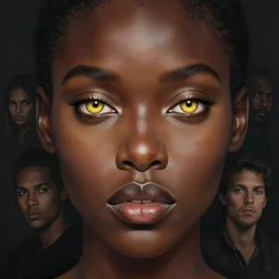 goddess of hornets portrait, dark skin and full gold eyes. realistic, symmetrical face. art by bowater charlie, mark brooks, julie bell, arian mark, tony sandoval